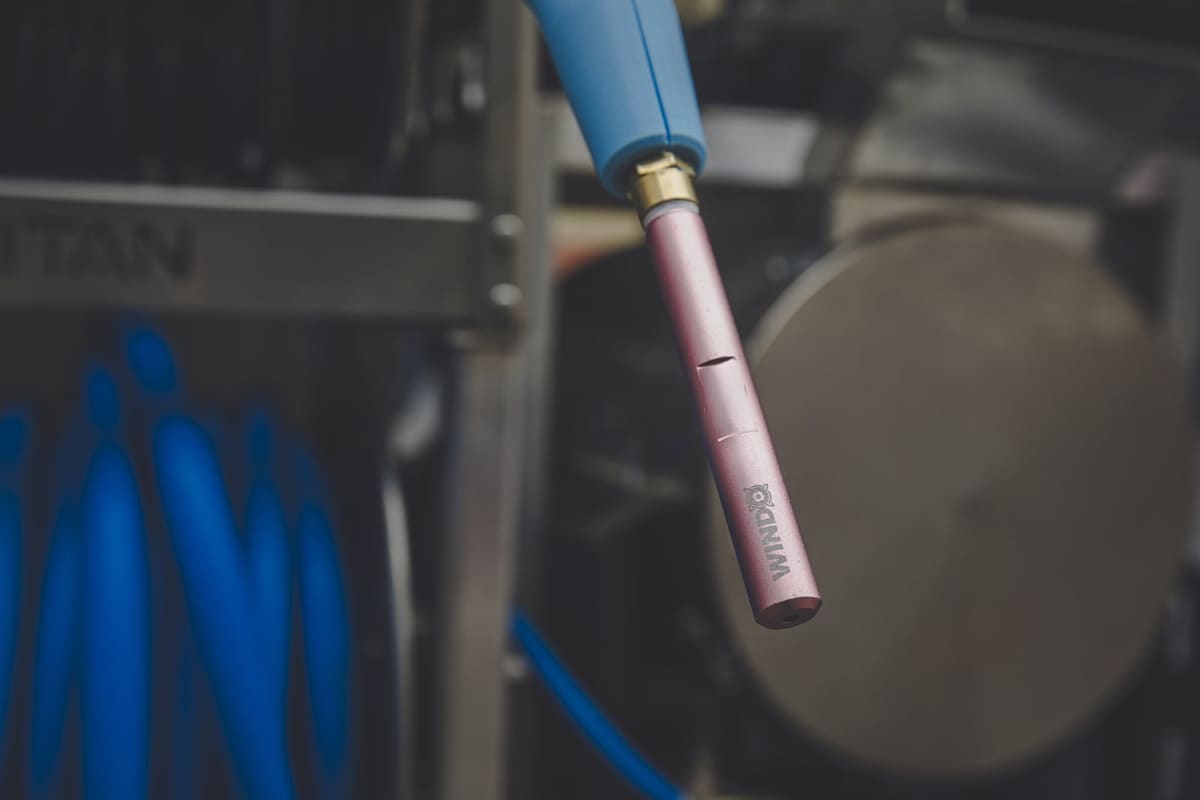 WINDOSMART machined spray nozzle — part of the ultra-light in-house payload